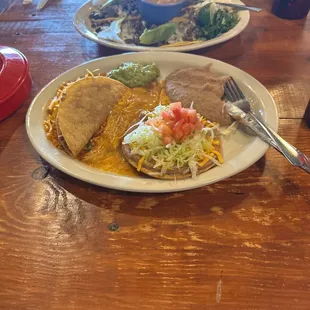 two plates of food on a table
