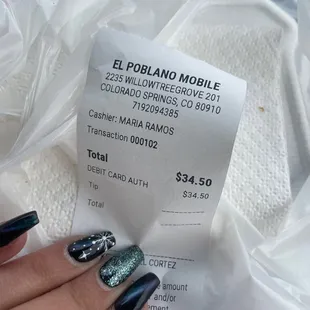 Receipt with no details