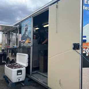 Food trailer.