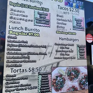 The menu, they also have specials as well!