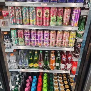 a refrigerator full of drinks