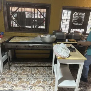 Making fresh tortillas and gorditas per order!
