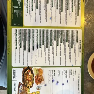 a menu for a mexican restaurant