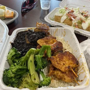 Chicken Kobab; Veggie Chimichanga