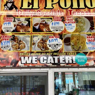 the menu of the restaurant