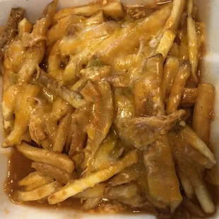 Chili Fries. Delicious, but maybe not the best option for delivery lol. Just a bit soggy by the time it got to us.