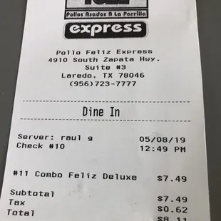 Receipt... amazing value!