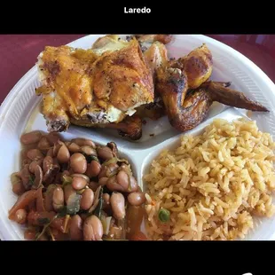 #11 Combo Feliz , half chicken mix with rice &amp; charro beans. Drink included... all for $6.99