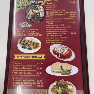 Current menu and pricing as of Nov '24