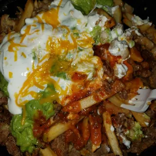 Carne Asada Fries w/ 2 Rolled Tacos