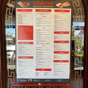a menu in a window