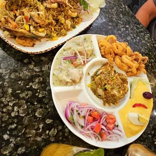 The food here is always amazing! Love the ceviche and arroz con mariscos. The Pisco sours are bomb. Our server, Omar, was outstanding!