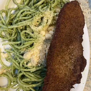 Tallarin Verde Bistec Apanado
