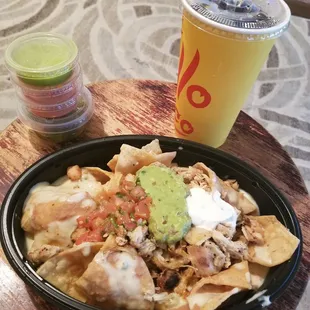 Nachos and a drink for $5 ($5.41 with tax). Salsas - I did not like the red but really liked the green.