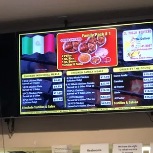 Menu from El Pollo Norteño Anaheim. Current prices as of 9/16/2021.