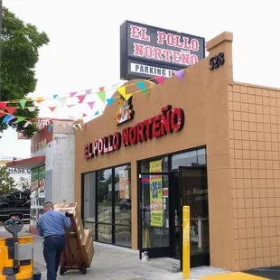 Exterior shot of El Pollo Norteño in Anaheim, CA.
