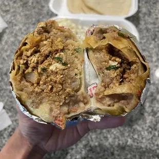 Breakfast Burrito chorizo and egg