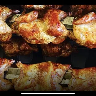 roasting chickens on a rack