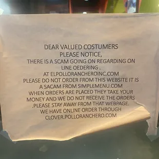 Website is a scam. https://orderelpolloranchero.com/  DO NOT ORDER ONLINE!!!  SCAMMERS!!!! PLEASE CALL OR PULL UP TO THE RESTAURANT!!!
