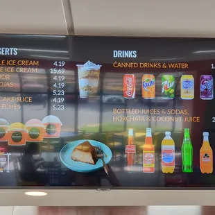 Dessert/drink menu on 8/29/2022