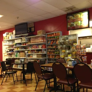 a view of the dining area