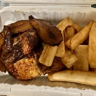 a meal in a styrofoam container