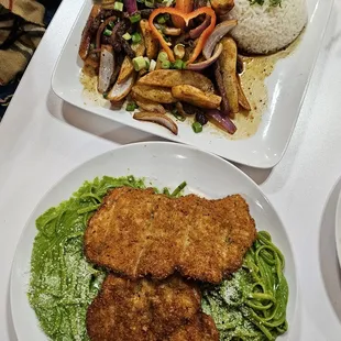 Both their popular foods, Lomo saltado &amp; tallarin verde with chicken.  I LOVED the latter so so good!