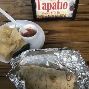Delicious chicken burrito