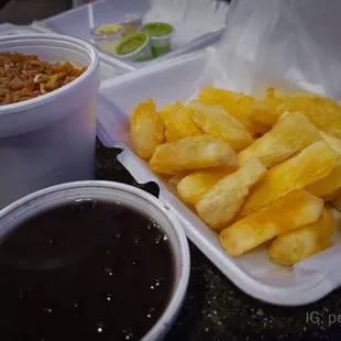 french fries and a side of rice