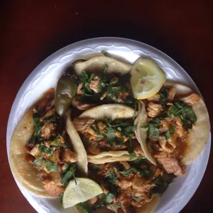 Chicken tacos (no onions)