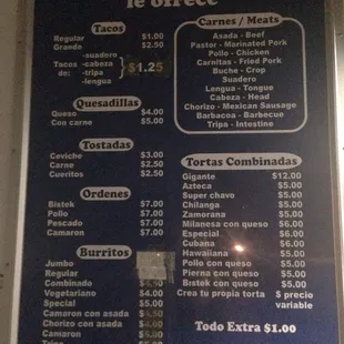 menu