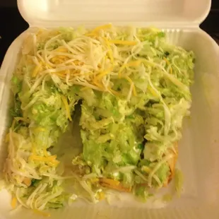 4 beef rolled tacos -- plenty of guacamole, sour cream, lettuce &amp; cheese!