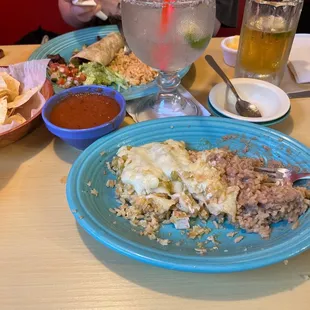 Enchiladas and Al carbon tacos beef