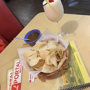 Piña colada chips and salsa.