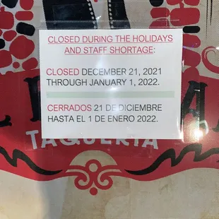 Hours: Closed for now!