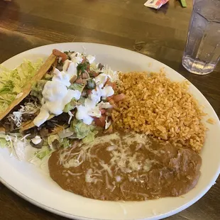 Carne asada crispy taco combo plate
