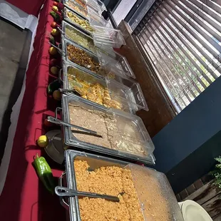 a buffet of food