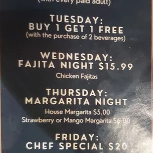 Weekly specials