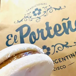 Alfajores sweet bite cookie
