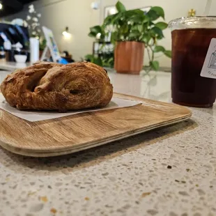a croissant and a drink
