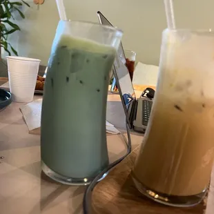 two drinks on a table