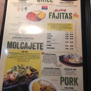 Fajitas, Enchiladas, tacos, margaritas