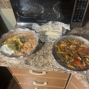 Chicken steak and shrimp fajita flour tortillas