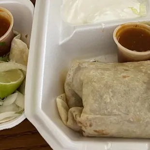 Street taco and burrito from the food truck