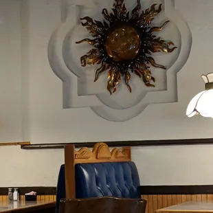 a table and chairs in a restaurant