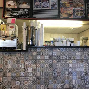 the counter of a mexican restaurant