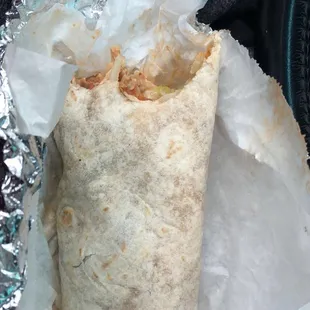 a burrito wrapped in foil