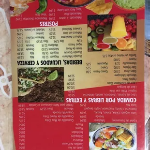 Menu - Sorry , It's upside down as you can see