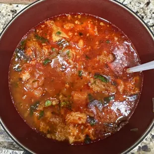 Red Menudo with onions, cilantro and lime