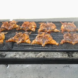 chicken cooking on a grill